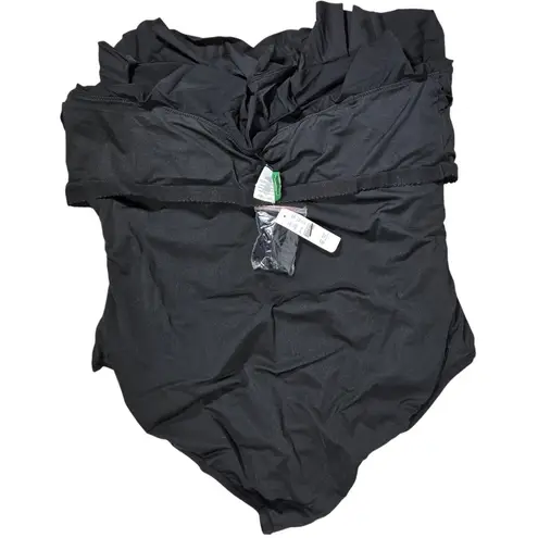 J.Crew  Matte ruched one-piece swimsuit with ruffles‎ in Black Plus 24 NWT - Image 4