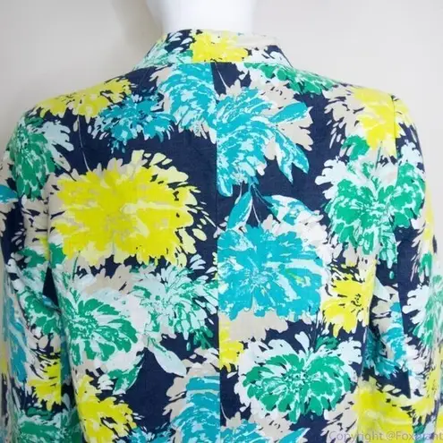 kim rogers Kim Rogers linen hawaii floral print blazer jacket, women's size Petite Small