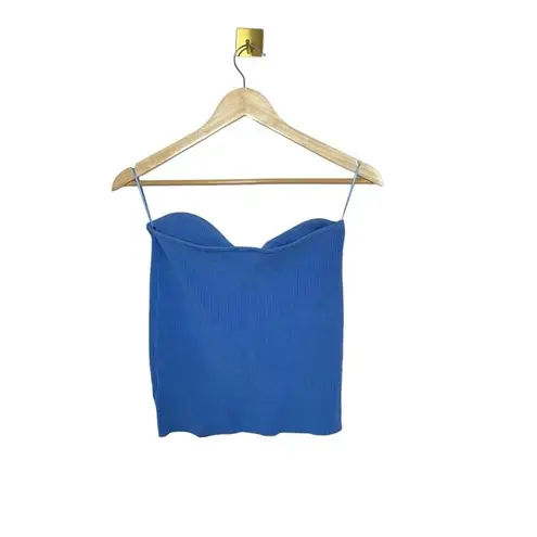 Crescent NWOT Boutique Raya Rib Strapless Corset Knit Top in Blue Size L