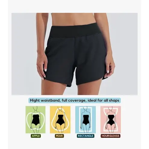 NEW Willit 5" Swim Board Shorts Quick Dry Beach Swimming UPF 50+ 18 Black