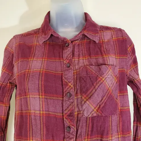 Arizona Jeans  Boyfriend Fit Plaid Button Down Long Sleeve Collared Pocketed XS