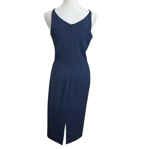 Dress the Population  Lyla Navy Midi Dress V-Neck Spaghetti Straps Size Medium