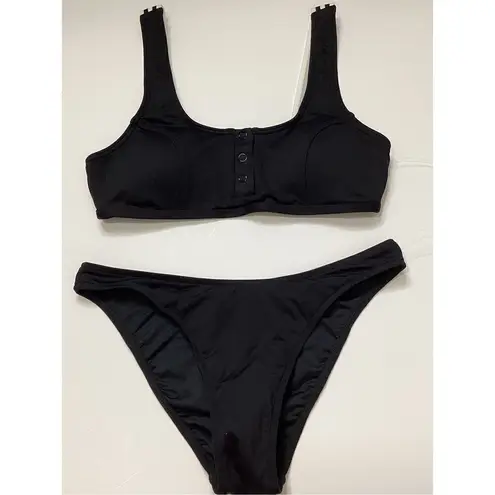 Seafolly New. 3 snap black scoop bikini set. Size USA 6. Retails $174