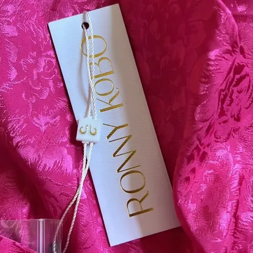 Torn By Ronny Kobo NWT Ronny Kobo Claire Hot Pink Halter Tank Top Silky Floral Cropped Blouse sz M