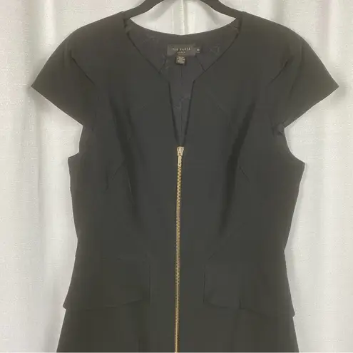 Ted Baker  London Black Double Zip Architectural Pencil Sheath Dress Sz.3(8/10)