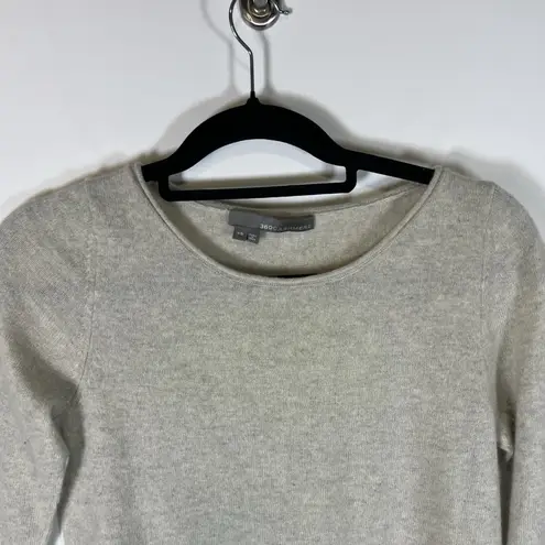 360 Cashmere Skull Cashmere Sweater Womens XS Black 360 Crew Neck Pullover Long Sleeve Beige