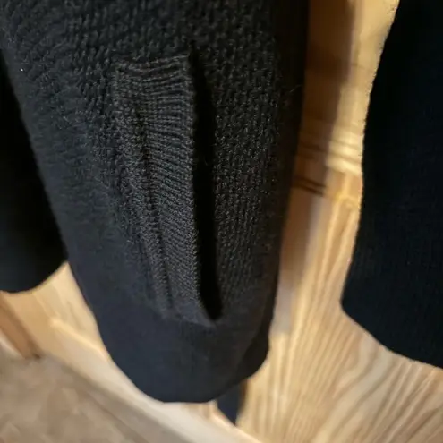 T Tahari faux fur belted cardigan black wool blend large