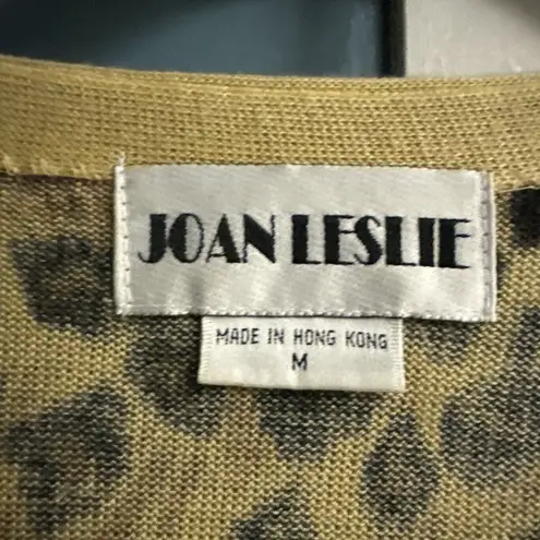 Vtg Joan Leslie Women’s M Tunic Cardigan Brown Black Leopard Print Acrylic Size M