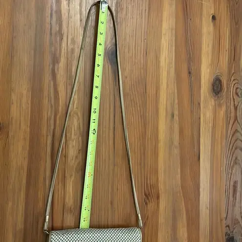 Whiting & Davis Vintage Cream Chainmail Mesh Enamel Crossbody Bag Purse