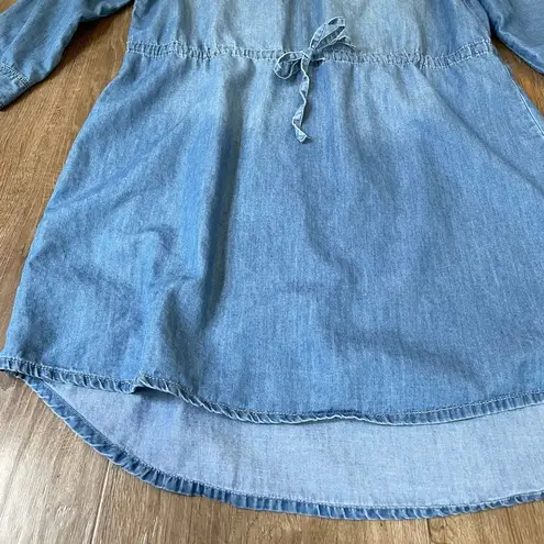 Gloria Vanderbilt Ashleigh Chambray Blue Long Sleeve Tunic Shirt Dress ~ Size M