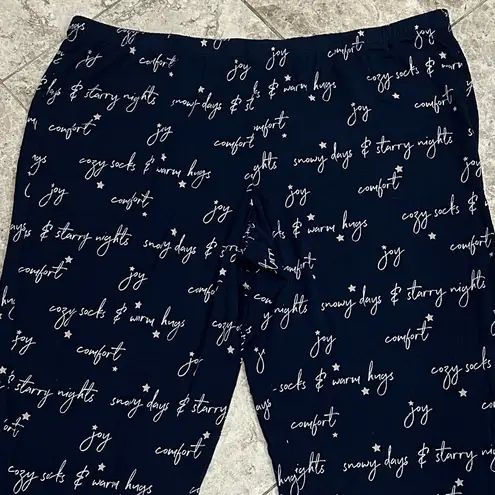 Soma Cool Nights Holiday Banded Ankle Pajama Pants Graphic Navy XL Blue
