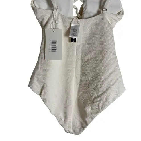 Dippin’ Daisy’s Bliss White Lattice Plunge One Piece Swimsuit Size XS