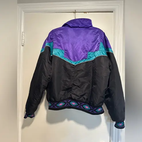 Vintage 80s 90s Arctic Cat Snowmobile Ski Thinsulate Lined Satin Zip Jacket. Purple Size M