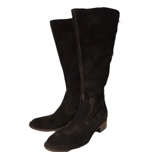 Born Cotto Tall Leather Boots Women's Black Knee