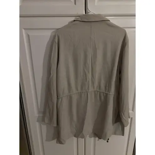 Emanuel Ungaro Beige Jacket Button Front Drawstring Waist Size 14 Tan