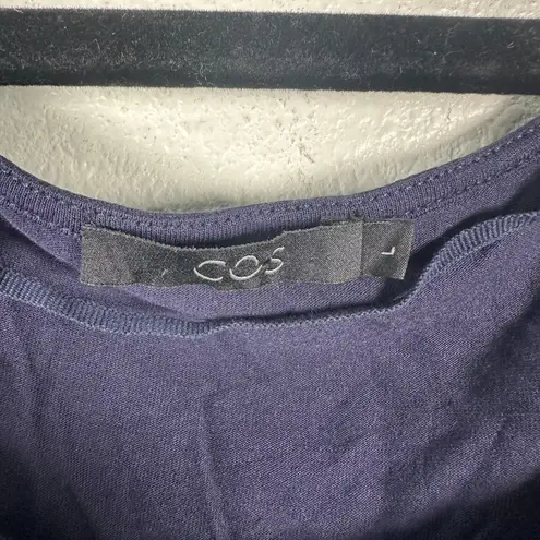 COS Navy Blue Flowy Sleeveless Pocket Tee Blouse Size Large