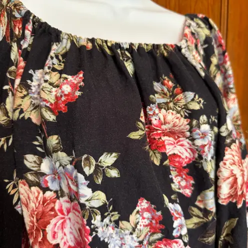 LPA Floral Ruffled Sleeve Off Shoulder Thong Bodysuit Medium