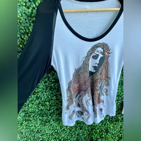 Lauren Moshi Frankie Raglan Baseball Color Gypsy Graphic 3/4 Sleeve Top | NWT