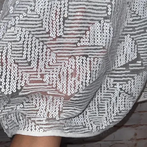 Club Monaco Shirt Womens Small Sleeveless Tank Top Semi Sheer Sequined Racerback