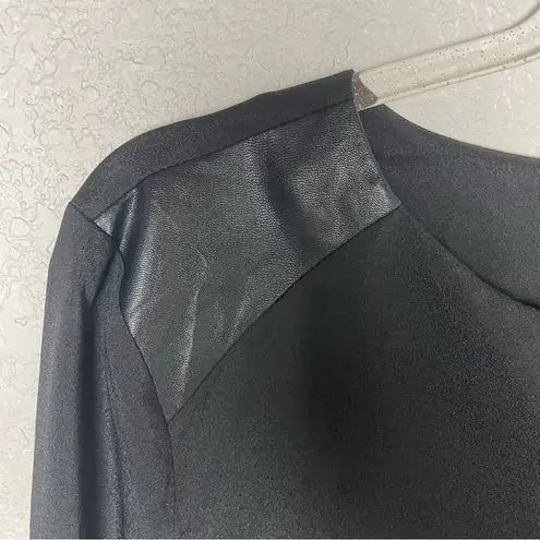 Marc New York Black Blouse w/Pleather Shoulder Patches Size M