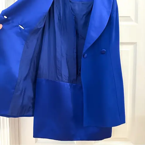 Kenar Vintage Ann Tjian for Dress Sleeveless Tuxedo blazer mini dress Blue