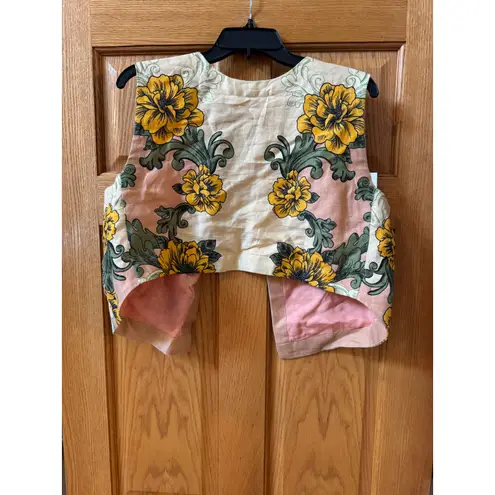 Farm Rio Delicate Flower Arabesque Linen Top - Size M