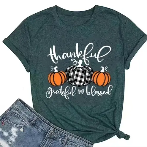 Boutique Thankful grateful fall Graphic Tee Shirt