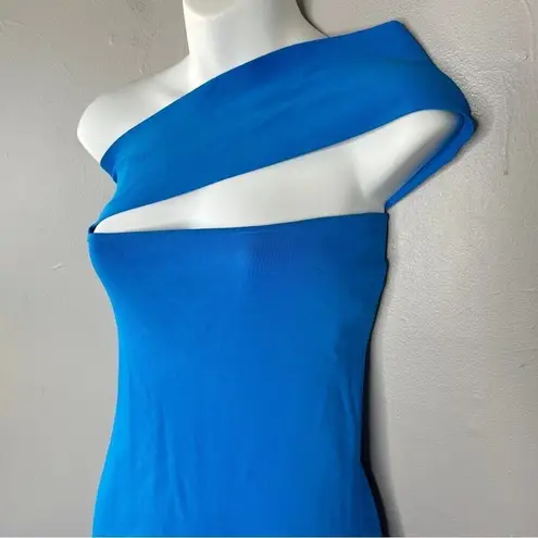 Solace London Bodycon Midi Dress Womens Size 10 Knit Cutout One Shoulder Luxury