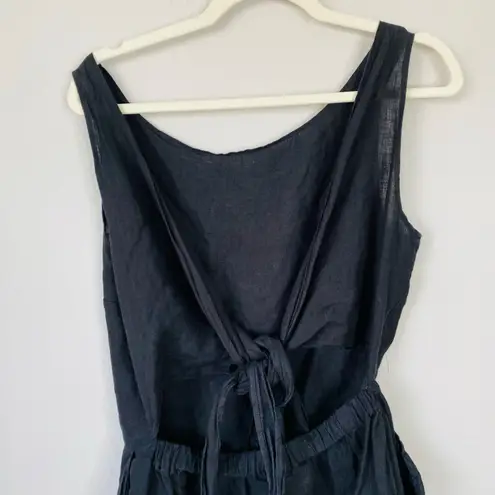 Vitamin A Martinique Romper Black Size Small Open Back Linen Beachy Coastal