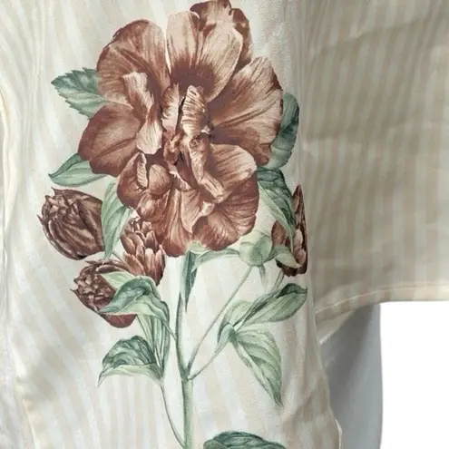 We Wore What Cream Floral Striped Sleeveless Cami Camisole Crop Tank Top Size M