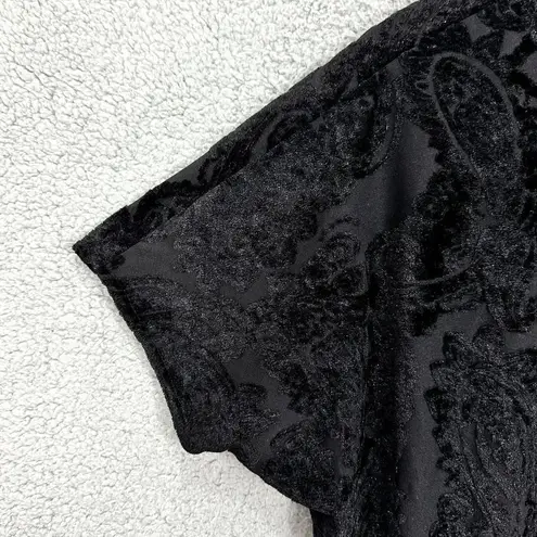 Bobeau black velvet burnout top womens XL geometric exposed zipper witchy grunge