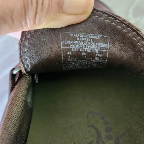 Merrell Plaza Glide Wedges Shoes 8 Saddle Brown Leather Driving Loafers Slip On