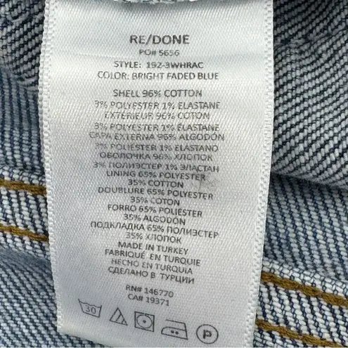 RE/DONE 90s High Rise Ankle Crop Jeans Bright Faded Blue Size 30