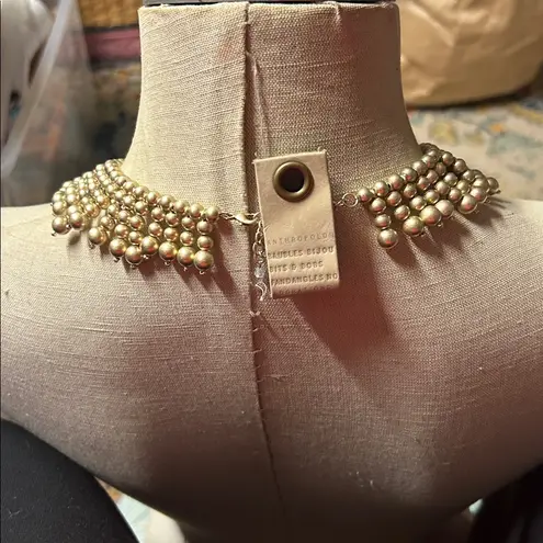 Anthropologie  Gold Pearl Statement Necklace