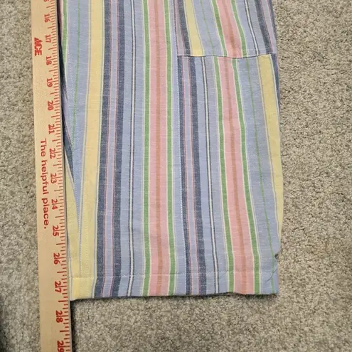 Damson Madder Women Sicily Cotton Linen Blend Stripe Rocket Cargo Trousers Sz 10