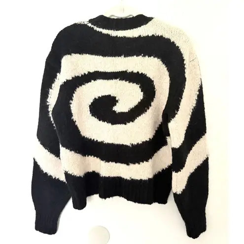 Paloma Wool Twister Black Off White Swirl Soft Square Fit Artsy Knit Sweater M Size M