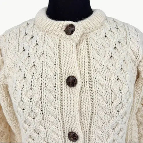 NWT Aran Sweater Market Merino Wool Aran Lumber Jacket | Sz Small | Mer White