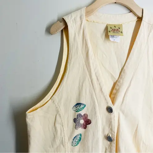 Blue Cactus Vintage Artsy Yellow Vest made in USA size M Size M