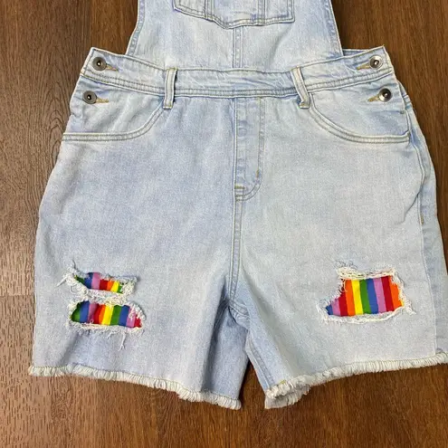 Target  Womens Rainbow Overall Shorts Jean Denim Shortalls Bibs Small