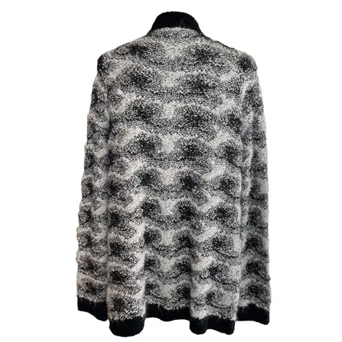 Lou & grey  Women’s Snowbound Open Front Mohair Cardigan Size M Black White