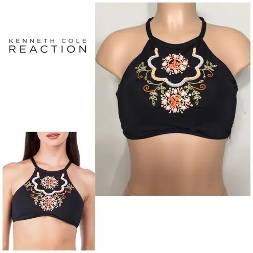 Kenneth Cole  black embellished bikini top. NWT