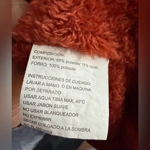 ROOSEVELT BLACK Women’s jacket Teddy Lined Parka Faux Fur Hood Terracotta Size L Size L