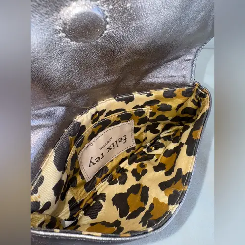 Felix Ray New York Gray Silver Shiny Sequin Clutch Bag With Bow Detail