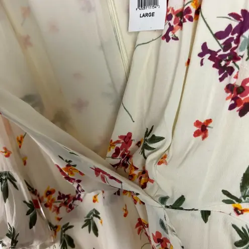 Lost + Wander NWT Regina Floral Wrap Minidress Creme Multi Size Large L EUC D212