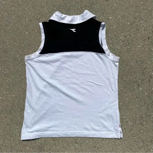 Diadora Black and White Sleeveless Polo Size M