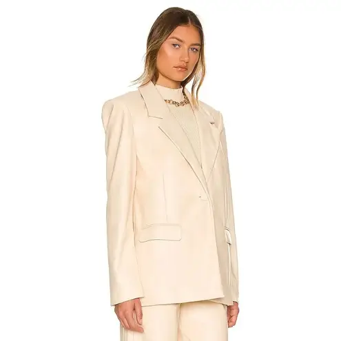 We Wore What Faux Leather Blazer Medium Cream Oversized Quiet Luxury Minimalist