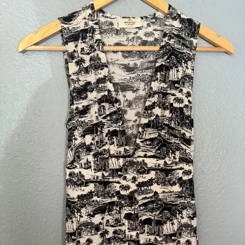 Marine layer Women's Holli California Print Black and White Wide Leg Jumpsuit XS