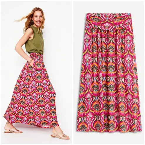 💕BODEN💕 Rosaline Jersey Skirt ~ Pink Peony Ornamental Floral Print 8 NWT