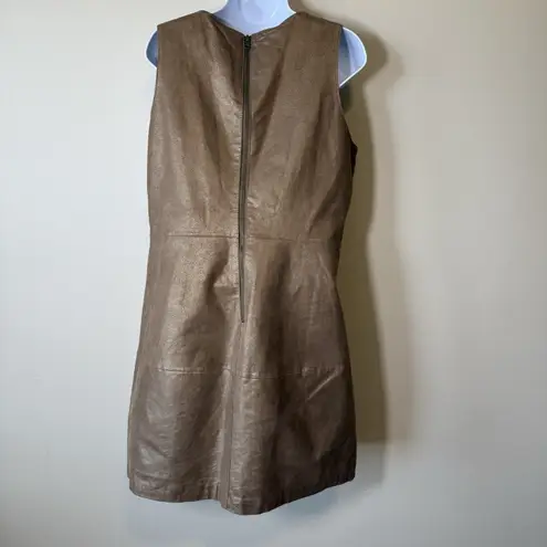 Badgley Mischka "Belle Sleeveless brown Gold Genuine Leather Dress Sz 12 Elegant