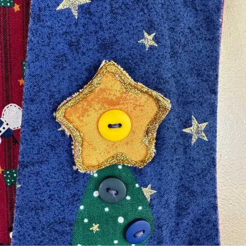 Handmade Snowman Santa Christmas Appliqué Button Embellished Reversible Country Vest 1X